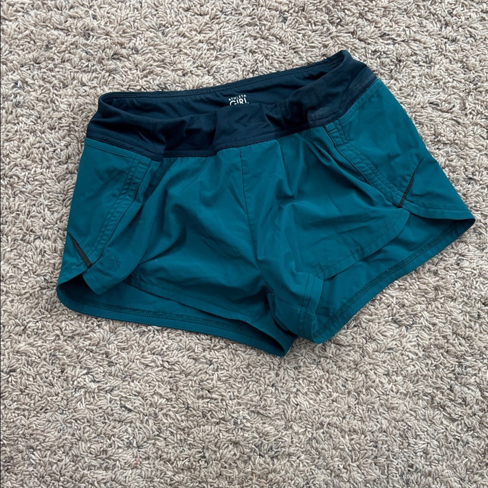 Athleta Girl Green Athletic Shorts Lightweight Performance Design, Lined